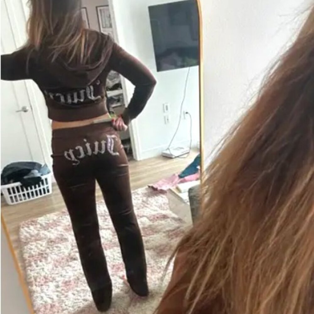 Juicy Couture 3 Piece Brown Velour Pant & Skirt Set